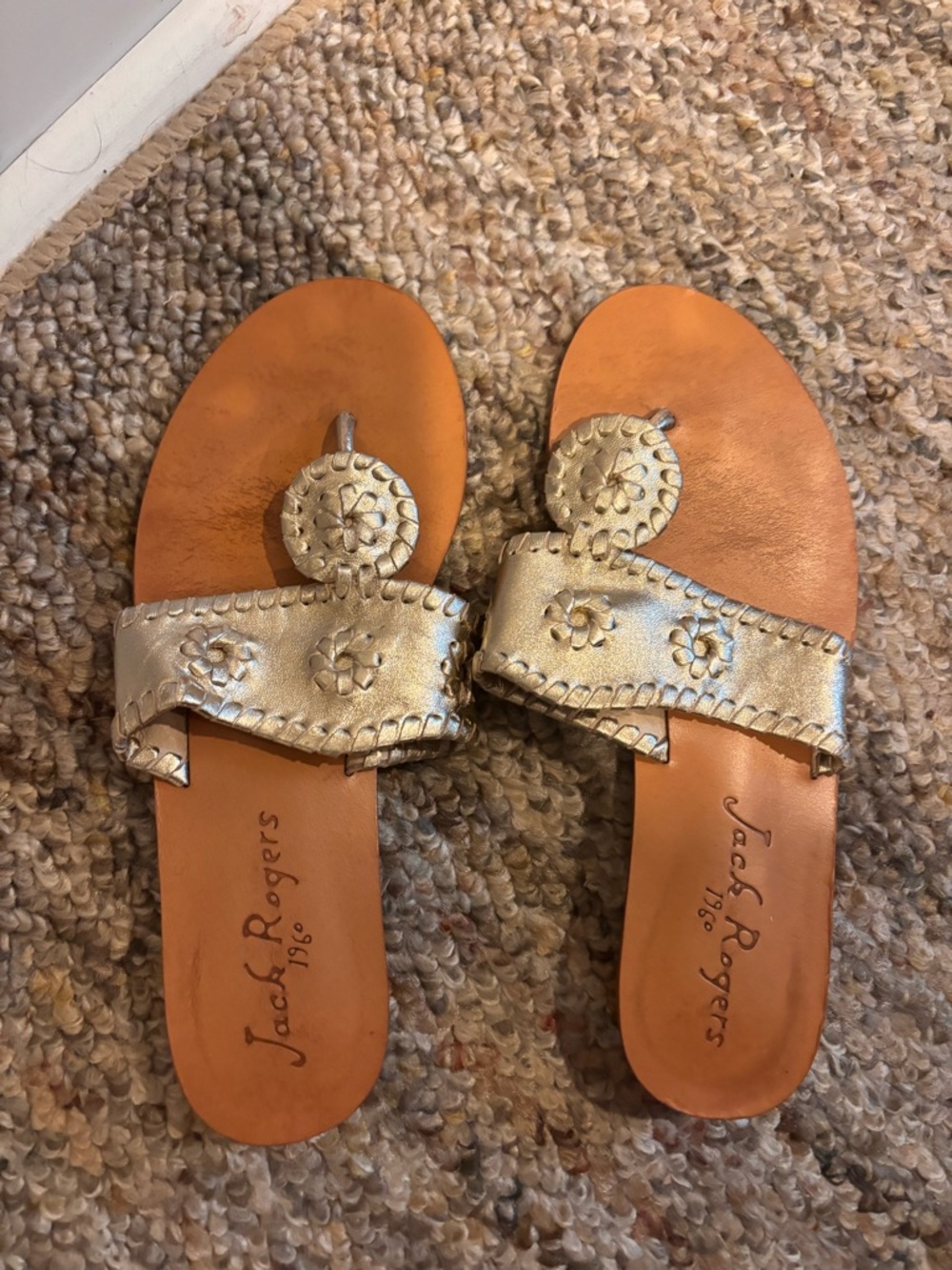 Jack Rogers Metallic Gold Miller Sandals for Women